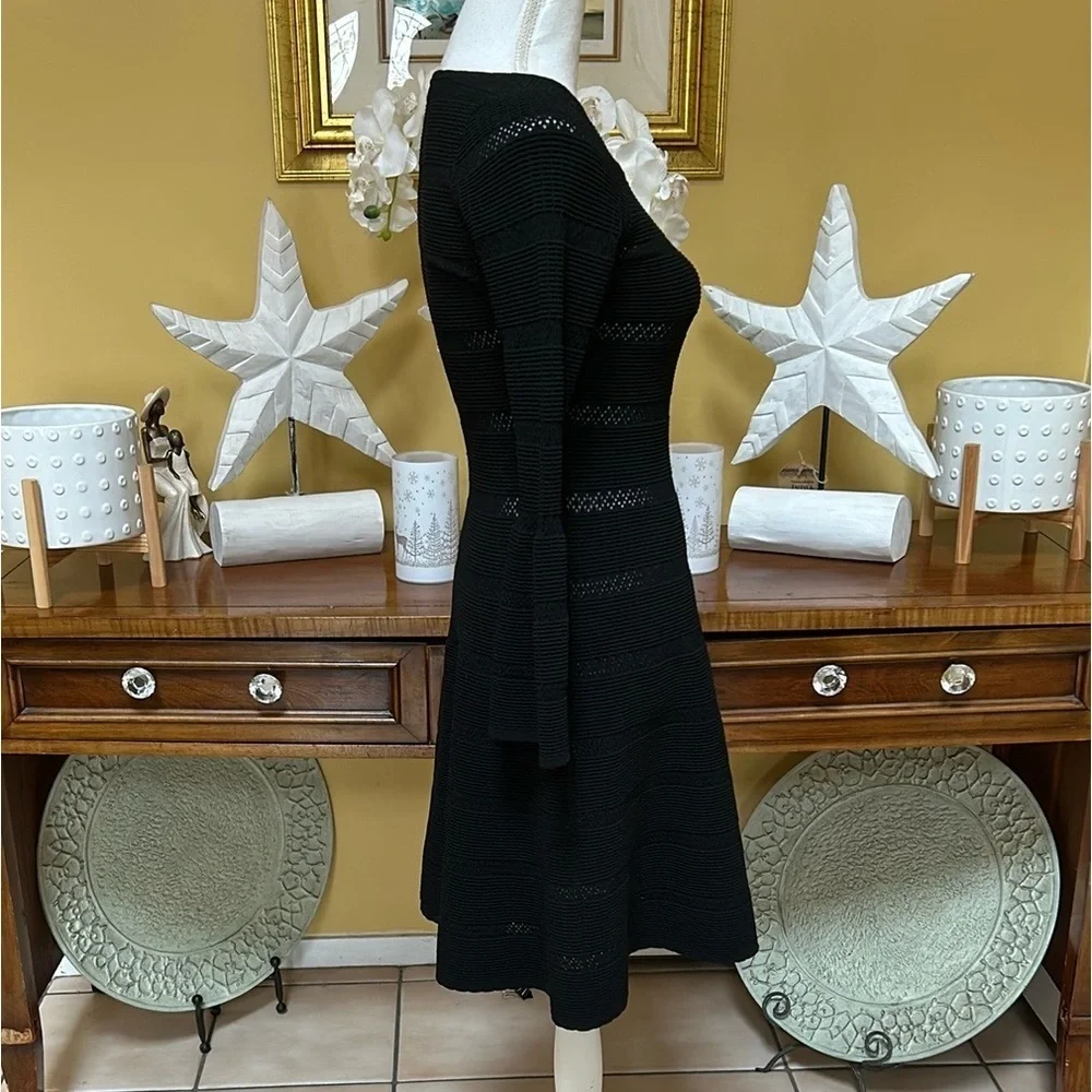 Sandro Paris Carmen Women’s Black Knit Stretch Sweater Dress Fluted Cuffs Sz S - Picture 5 of 16